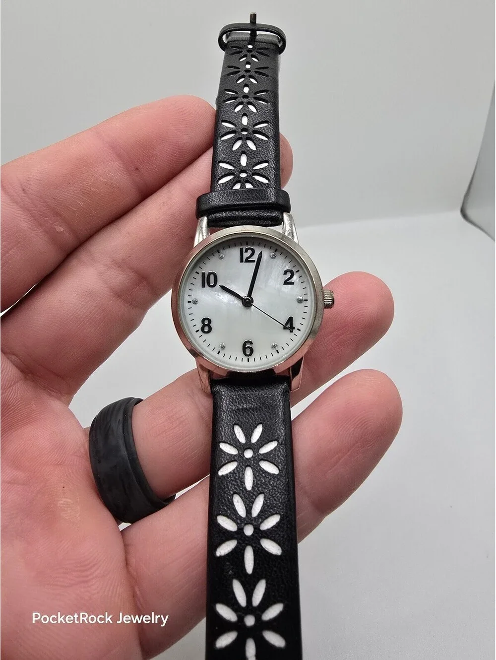 FMD Women’s Quartz Analog Watch White Dial Silver Steel Black Leather Strap